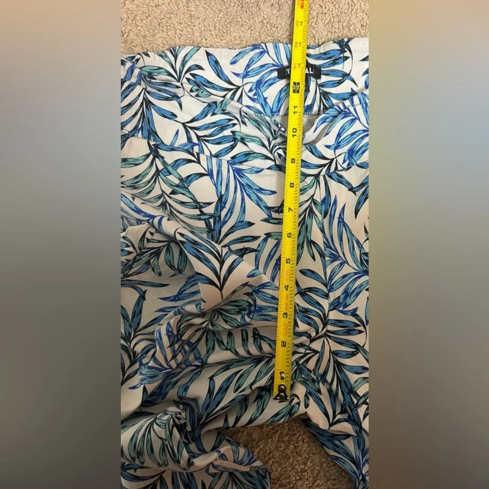 Roz & Ali Tropical Cropped Ankle Pants | Size 18 | Blue White Teal Palm Print - Picture 9 of 9